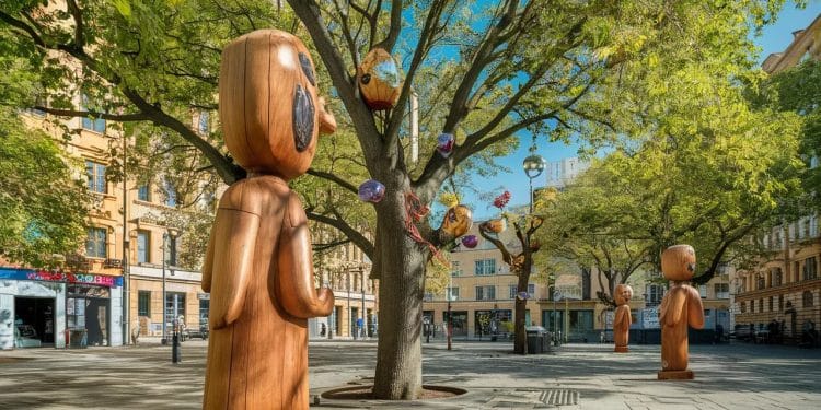 Bijoux dans les branches palmiers en pyjama géant La nature sinvite de façon insolite dans les rues de Nantes pour Le Voyage à Nantes 2024 Une édition placée sous le signe de larbre et de la bifurcation écologique   Viral Mag