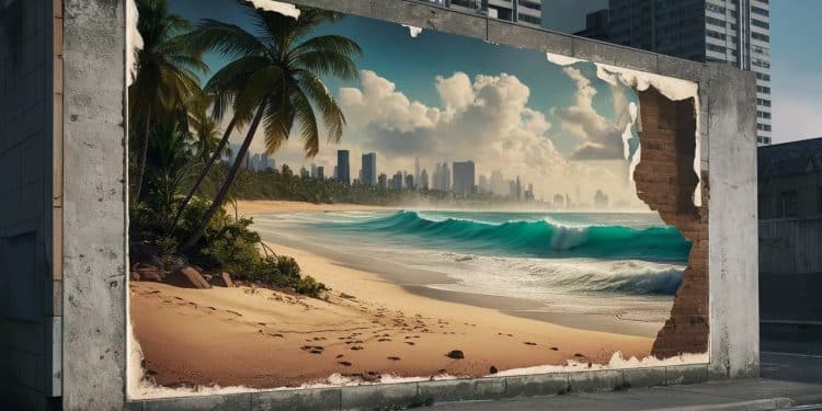 Arnaquée par une vue sur mer qui n’existait pas : la mésaventure choc d’une touriste ! - Viral Mag Une touriste trompée par une annonce mensongère sa vue imprenable sur la mer était en réalité une affiche placardée sur un immeuble Viral Mag