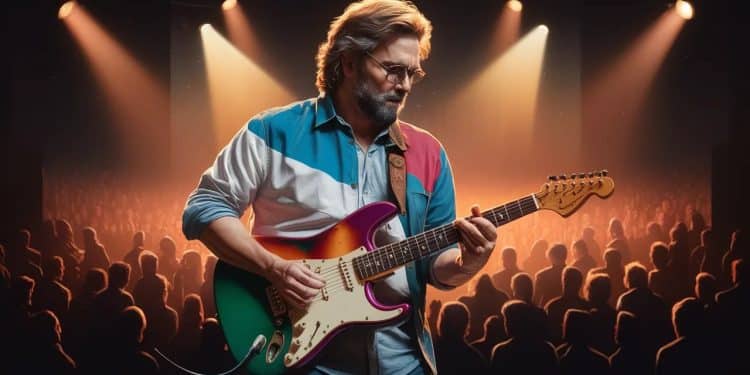 Clapton transporte Bercy avec une guitare aux couleurs de la Palestine - Viral Mag Eric Clapton éblouit le public parisien avec une Fender Stratocaster aux couleurs du drapeau palestinien 10 ans après son dernier concert en France Viral Mag