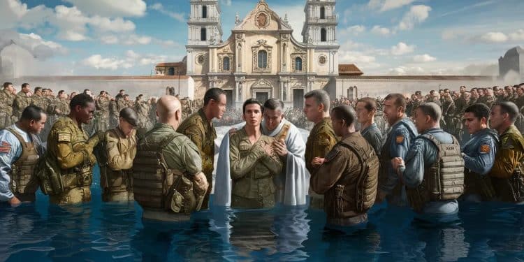 Des militaires submergés par la grâce à Lourdes : un baptême record ! - Viral Mag Au pèlerinage de Lourdes cest laffluence pour les militaires près de 180 se font baptiser dans les eaux sacrées un record historique Viral Mag