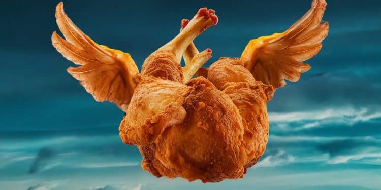Des poulets frits magiques envahissent les cieux ! - Viral Mag Incroyable mais vrai une armée de poulets frits volants a été aperçue dans le ciel semant la panique dans la population Viral Mag