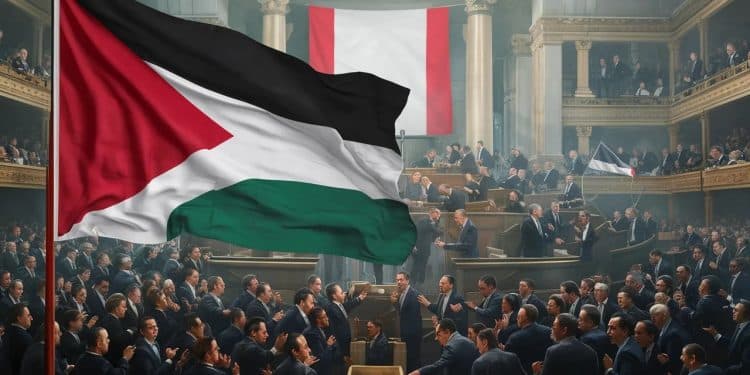 Drapeau palestinien à l’Assemblée nationale : le débat public en déroute ? - Viral Mag Polémique à lAssemblée nationale des députés brandissent le drapeau palestinien transformant le débat en happening provocateur Analyse dune dérive inquiétante Viral Mag