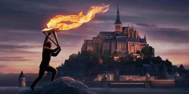 La Flamme Olympique Illumine le Mont-Saint-Michel avec Thomas Pesquet - Viral Mag La flamme olympique fait étape au Mont Saint Michel avec Thomas Pesquet en vedette suscitant un engouement populaire dans la Manche Viral Mag