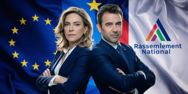 Marine Le Pen et Jordan Bardella saffichent ensemble sur laffiche du RN pour les élections européennes Un choix stratégique qui soulève des questions   Viral Mag