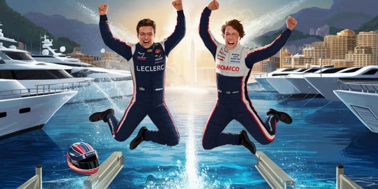 Leclerc et Vasseur s’offrent un plongeon insolite à Monaco ! - Viral Mag Après la victoire de Leclerc à Monaco le pilote Ferrari et son patron se sont jetés dans le port pour une célébration mémorable Vidéo inside Viral Mag