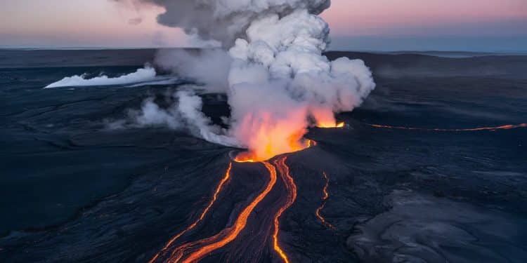 L’Islande Secoué Par L’Éveil Titanesque Des Volcans ! - Viral Mag Les entrailles de la Terre sembrasent en Islande Une nouvelle éruption volcanique spectaculaire fait trembler la péninsule de Reykjanes Les secrets brûlants de notre planète se dévoilent dans un ballet de lave et de cendres Viral Mag