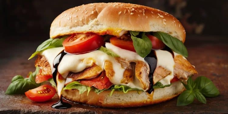 Découvrez le sandwich au poulet farci caprese qui fait fureur sur le web  Un délice italien revisité de façon inattendue qui va vous faire fondre de plaisir Cliquez vite pour la recette    Viral Mag