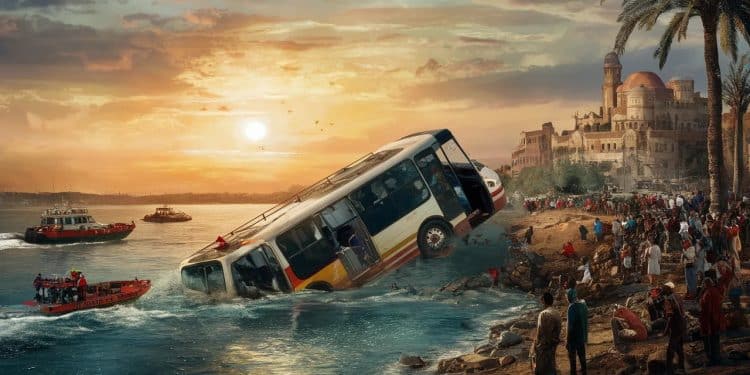 Un Minibus Pique une Tête Fatale dans le Nil - Viral Mag Drame en Égypte au moins 10 ouvrières meurent après la chute de leur minibus dans le Nil Les détails de laccident choquant qui secoue le pays Viral Mag