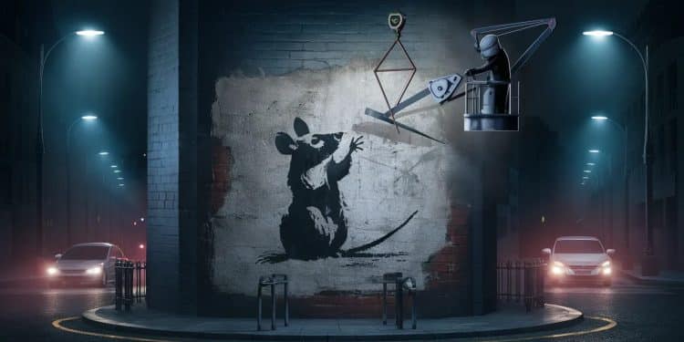 Banksy frappé par un cambrioleur : L’art de rue en danger ? - Viral Mag Un vol audacieux dune œuvre de Banksy soulève des questions sur la valeur et la protection de lart urbain Plongée dans cette affaire hors du commun Viral Mag