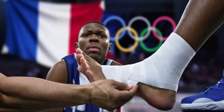 Vincent Poirier pivot des Bleus blessé à la cheville et forfait pour les JO de Paris 2024 Un coup dur pour léquipe de France de basket   Viral Mag