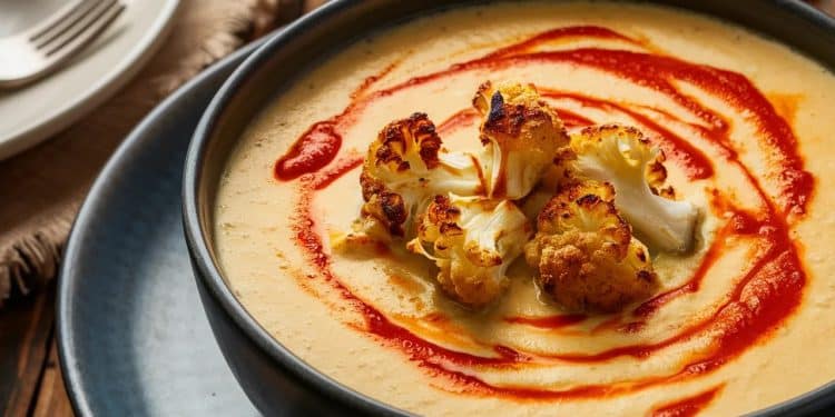 Délicieuse Soupe Crémeuse au Chou-fleur Rôti et au Curry - Viral Mag Réchauffez vous avec cette soupe réconfortante au chou fleur rôti et au curry parfaite pour les soirées fraîches Facile et rapide à préparer Viral Mag