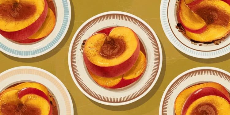 Délicieuses Pêches au Four pour un Dessert Estival Inoubliable - Viral Mag Découvrez notre recette facile de pêches rôties au four parfumées à la cannelle et à la vanille Un dessert sain et gourmand idéal pour lété Viral Mag