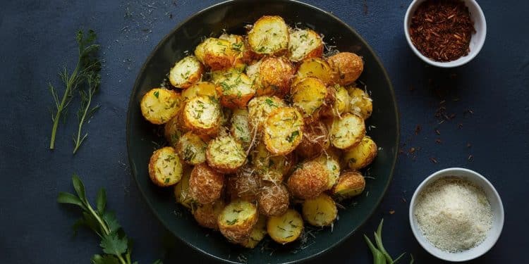 Des Pommes de Terre Croustillantes au Parmesan et aux Herbes Parfumées - Viral Mag Découvrez notre recette facile et savoureuse de pommes de terre croustillantes au parmesan et aux herbes Un accompagnement délicieux qui plaira à tous    Viral Mag
