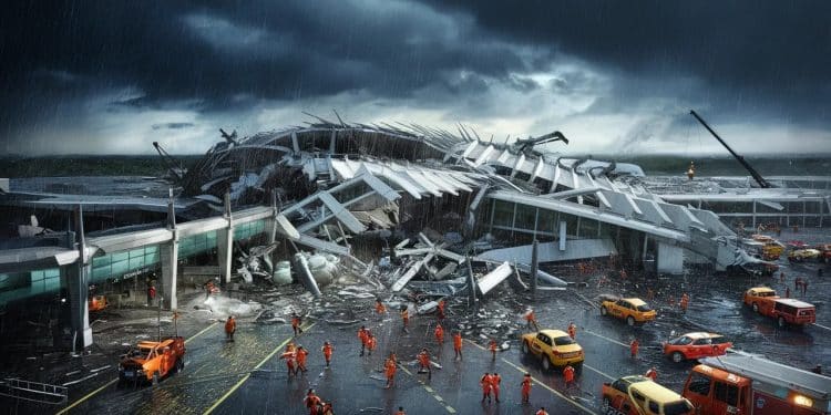Une personne est décédée et huit ont été blessées suite à leffondrement partiel du toit dun terminal à laéroport de New Delhi pendant de fortes pluies Les secours sont intervenus rapidement pour porter assistance   Viral Mag
