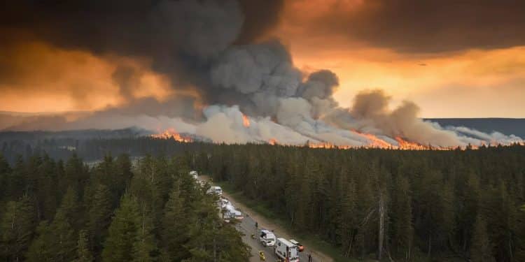 Évacuations Massives au Canada Dues aux Feux de Forêt - Viral Mag Des centaines de Canadiens y compris des détenus dune prison de haute sécurité ont été évacués en raison des feux de forêt ravageant le pays   Viral Mag