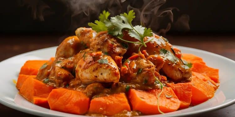 La Magie du Poulet Tikka Masala Rencontre la Douceur des Patates Douces - Viral Mag Découvrez notre délicieuse recette fusion qui marie les saveurs indiennes du poulet tikka masala à la suavité réconfortante des patates douces Un plat facile à préparer qui enchantera vos papilles    Viral Mag