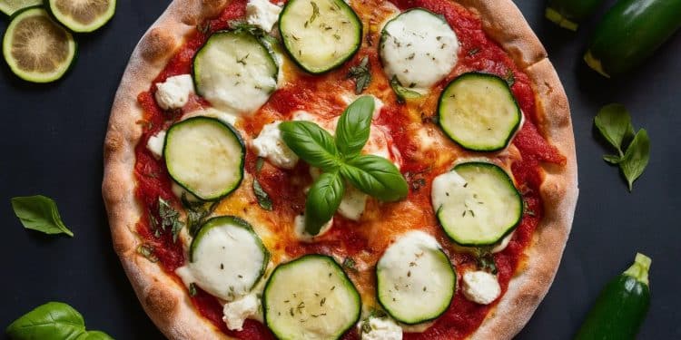 Découvrez notre recette de pizza végétarienne ultra légère et délicieuse Courgettes fraîches fromage fondant et basilic pour un plat estival et sain   Viral Mag