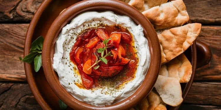Le Ktipiti grec : Un délice de poivrons et feta ! - Viral Mag Découvrez la recette authentique du ktipiti grec un mezzé savoureux à base de poivrons rôtis feta crémeuse yaourt épais et herbes aromatiques Un régal Viral Mag