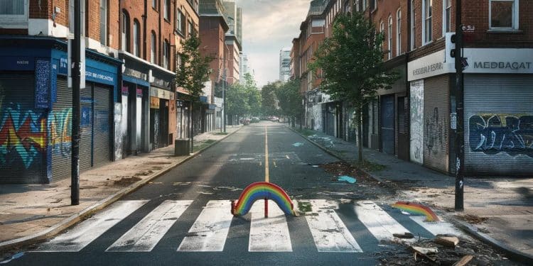 Le Premier Passage Piéton Arc-en-Ciel de Lyon Suscite la Polémique - Viral Mag La ville de Lyon inaugure son premier passage piéton arc en ciel en soutien à la communauté LGBTQI+ Mais le choix du quartier de la Guillotière fait débat Avant même son ouverture officielle le passage a été vandalisé   Viral Mag