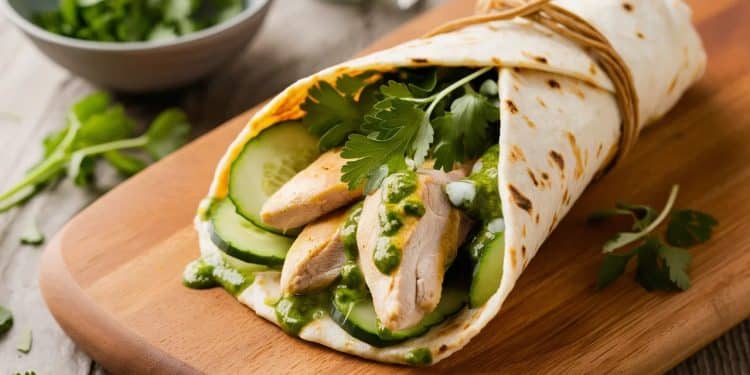 Le Wrap Divin au Poulet et Concombre Qui Vous Transportera - Viral Mag Découvrez notre recette étonnamment facile et délicieuse de wrap au poulet concombre et sauce green goddess À essayer absolument pour vos déjeuners Viral Mag