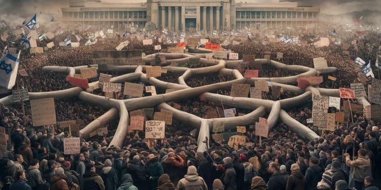 À Jérusalem des milliers dIsraéliens manifestent contre Benjamin Netanyahou réclamant des élections anticipées suite à sa gestion controversée de la guerre à Gaza   Viral Mag