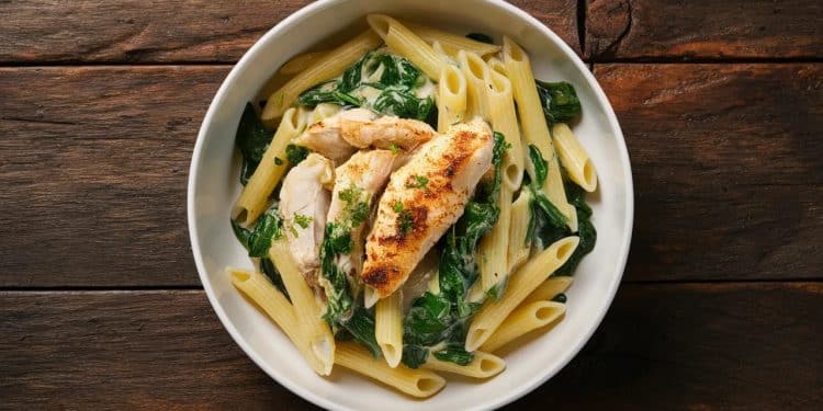 Penne alla Vodka au Poulet et aux Épinards : Un Délice Crémeux - Viral Mag Découvrez notre recette savoureuse de penne alla vodka au poulet et aux épinards Un plat réconfortant aux saveurs éclatantes facile à préparer chez vous Viral Mag