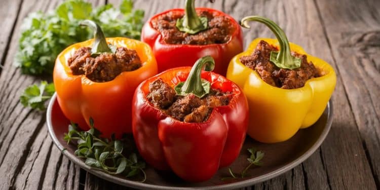Poivrons farcis : Le plat familial sain et savoureux - Viral Mag Découvrez notre recette de poivrons farcis un plat équilibré et goûteux qui ravira toute la famille Une explosion de saveurs garantie Viral Mag