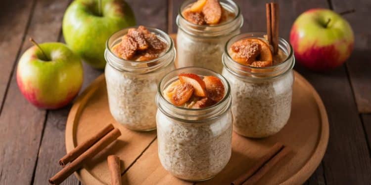 Recette Gourmande : Overnight Oats Façon Tarte aux Pommes - Viral Mag Découvrez notre recette dovernight oats inspirée de la tarte aux pommes un petit déjeuner sain rapide et délicieux Régalez vous dès le réveil    Viral Mag