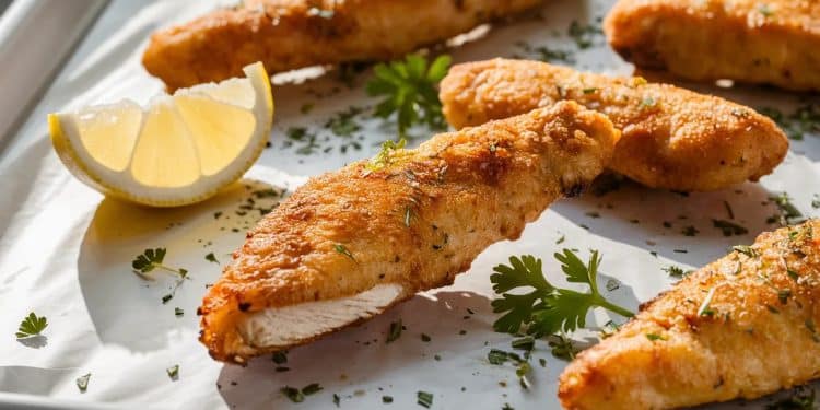 Découvrez notre recette de tenders de poulet au four une alternative santé aux classiques frits Croustillants à lextérieur tendres à cœur ils régaleront toute la famille    Viral Mag