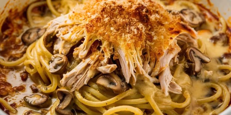 Découvrez notre recette de spaghetti au poulet façon casserole un plat familial réconfortant et facile à préparer Pâtes poulet légumes et une sauce crémeuse se marient à merveille pour ravir les papilles    Viral Mag