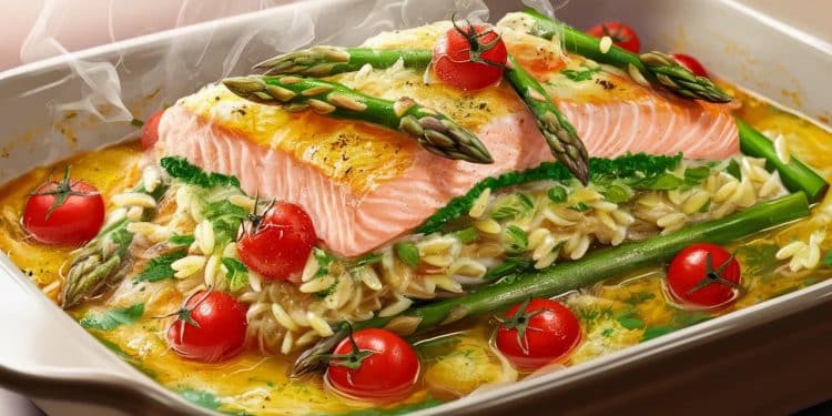 Un Délicieux Gratin de Saumon Anti-Inflammatoire au Citron - Viral Mag Découvrez notre recette saine et savoureuse de gratin de saumon au citron et orzo riche en oméga 3 pour combattre linflammation Facile à préparer Viral Mag