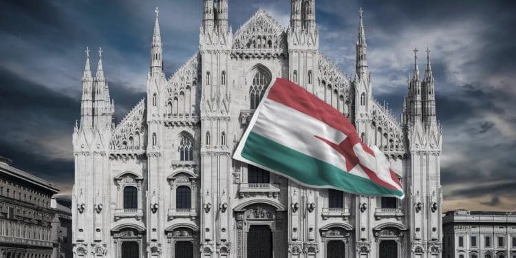 Un Drapeau Palestinien Déployé sur la Cathédrale de Milan - Viral Mag Deux hommes politiques de gauche accrochent un drapeau palestinien sur la cathédrale de Milan provoquant une vive réaction Découvrez les détails de cet événement controversé Viral Mag
