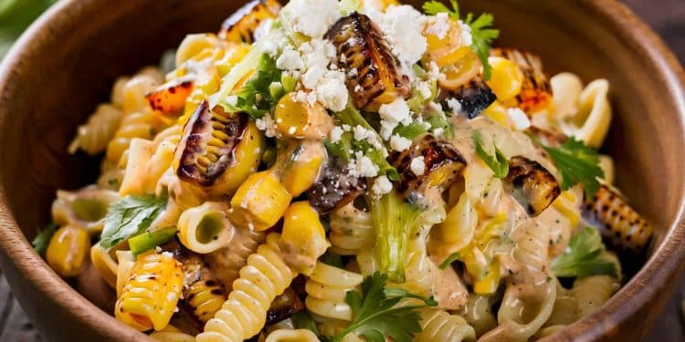 Une Salade de Pâtes à l’Élote Qui Va Révolutionner Vos Repas d’Été - Viral Mag Découvrez notre recette de salade de pâtes inspirée de lélote mexicain avec du maïs grillé du fromage cotija et une vinaigrette épicée Un plat frais et savoureux à déguster tout lété Viral Mag