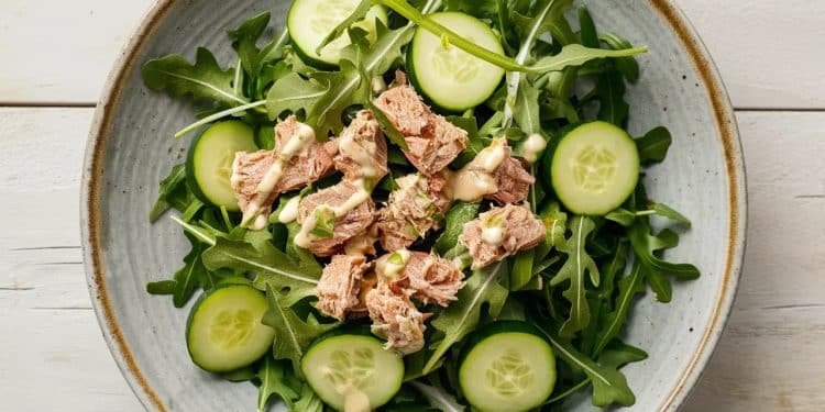 Découvrez notre salade roquette concombre et thon prête en un rien de temps Fraîche croquante et riche en saveurs elle comblera toutes vos envies    Viral Mag
