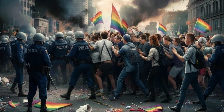 Violences à la Marche des Fiertés 2024 : Paris en ébullition - Viral Mag Lors de la Marche des Fiertés 2024 à Paris des incidents violents ont éclaté ciblant des personnalités Débordements agressions vols récit dune journée mouvementée Viral Mag