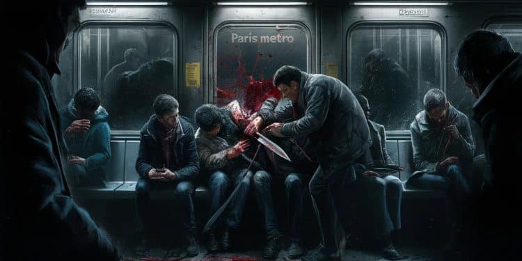 Agression Choquante dans le Métro Parisien : Un Homme Poignardé - Viral Mag Une violente agression au couteau a eu lieu dans une rame de métro à Paris laissant un homme grièvement blessé Lagresseur a été interpellé Viral Mag