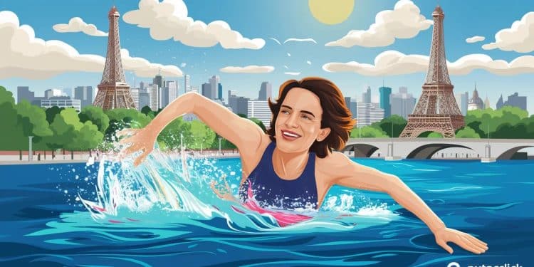 Découvrez les images étonnantes de la maire de Paris Anne Hidalgo qui a tenu sa promesse en se baignant dans la Seine mercredi à 9 jours du coup denvoi des Jeux Olympiques 2024   Viral Mag