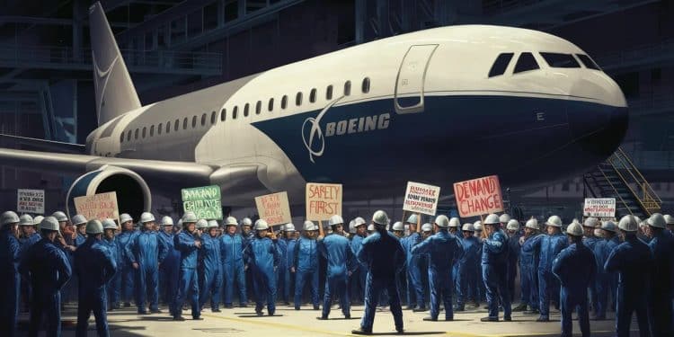 Boeing Menacé par une Grève Massive de ses Machinistes - Viral Mag Boeing fait face à une menace de grève de grande ampleur de la part de ses machinistes qui pourrait paralyser ses usines Découvrez les enjeux de ce conflit social Viral Mag