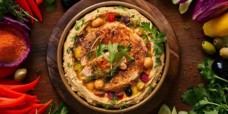 Découvrez notre recette ultra savoureuse de bols de houmous au poulet épicé prêts en un rien de temps grâce au gril Un repas sain et gourmand    Viral Mag
