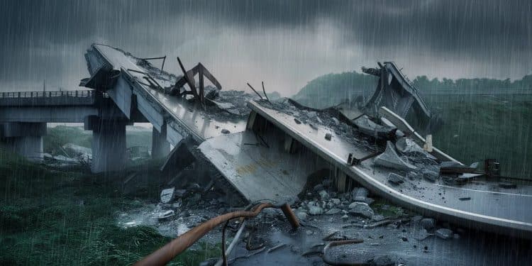 Chine : L’Effondrement Fatal d’un Pont Après des Pluies Diluviennes - Viral Mag Au nord de la Chine un pont autoroutier seffondre lors de pluies diluviennes causant la mort de 11 personnes dans la province du Shaanxi Les détails sur cette tragédie Viral Mag