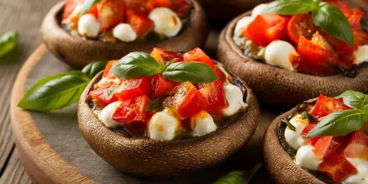 Découvrez notre recette de champignons portobellos farcis à la caprese un plat végétarien savoureux et facile à préparer Parfait pour un repas sain et gourmand    Viral Mag