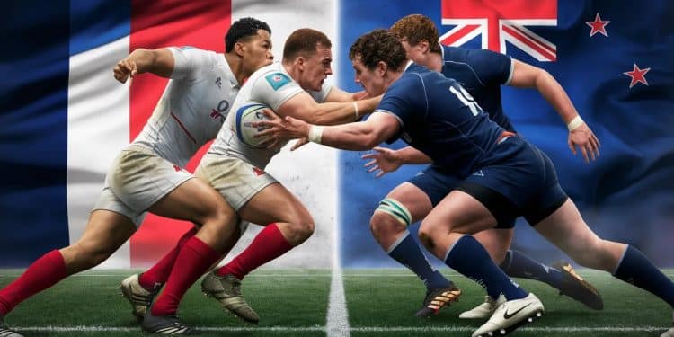 Équipe de France U20 de Rugby Face à la Nouvelle-Zélande - Viral Mag Les Bleuets affrontent les redoutables Baby Blacks en demi finale du Mondial U20 de rugby dans un match à haute intensité Viral Mag