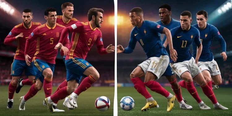 Espagne-France : le choc des titans pour une place en finale de l’Euro 2024 - Viral Mag Deux philosophies de jeu saffrontent dans cette demi finale de lEuro 2024 entre lEspagne et la France Les Bleus devront livrer une prestation denvergure pour se hisser en finale Viral Mag