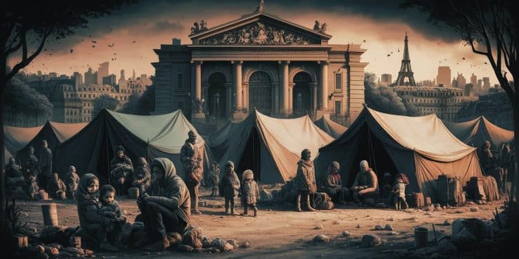 Familles à la rue installées devant la mairie: un campement décrié - Viral Mag Des centaines de migrants et familles campent depuis plusieurs jours devant la mairie du 18e à Paris réclamant une mise à labri à la veille des JO   Viral Mag