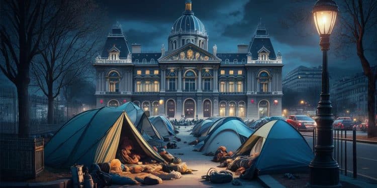 Familles sans abri campent devant mairie Paris, réclamant logement - Viral Mag Des centaines de personnes dont enfants dorment dans la rue devant la mairie du 18e arrondissement à Paris exigeant des solutions dhébergement durables   Viral Mag