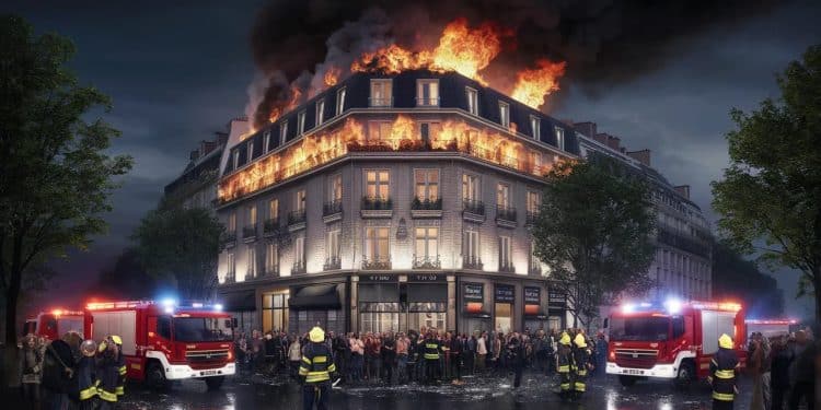 Un violent incendie sest déclaré dans un immeuble du 2e arrondissement de Paris Les pompiers sont sur place pour maîtriser les flammes et évacuer les habitants   Viral Mag