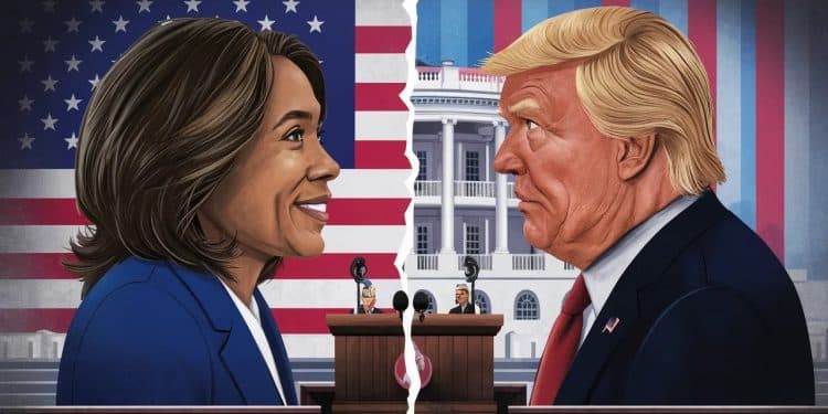 Kamala Harris – Donald Trump : Quel avenir pour les États-Unis ? - Viral Mag Le premier sondage post retrait de Joe Biden révèle un duel serré entre Kamala Harris et Donald Trump Décryptage et perspectives Viral Mag