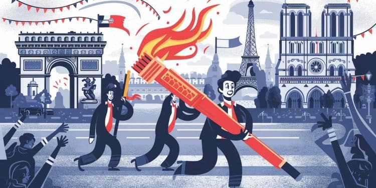 La flamme olympique a illuminé les rues de Paris ce dimanche 14 juillet à moins de deux semaines de la cérémonie douverture des JO Paris 2024   Viral Mag