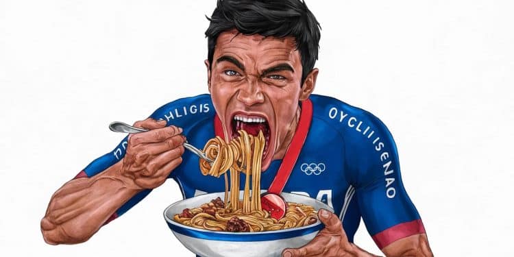 La médaille de bronze olympique fait saliver Wout van Aert - Viral Mag Wout van Aert médaillé de bronze au contre la montre des JO affiche un appétit insatiable en conférence de presse au sens propre comme au figuré Viral Mag
