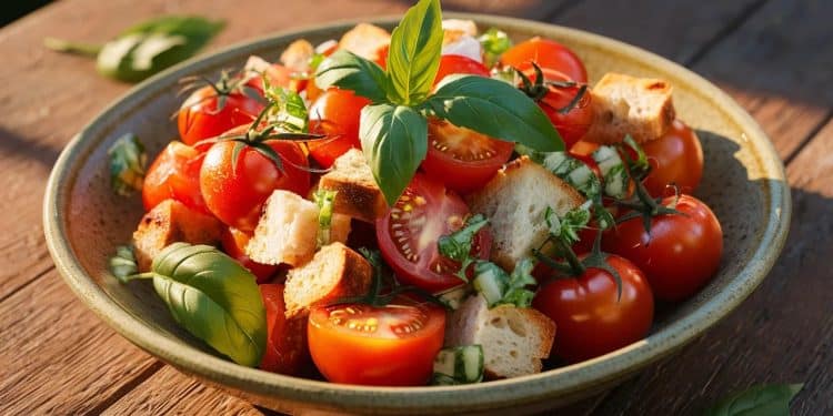 La Salade Panzanella d’Ina Garten : Un Délice Estival Anti-Inflammatoire - Viral Mag Découvrez la recette incontournable de lété dIna Garten la salade panzanella Savourez un mélange de légumes frais de croûtons croustillants et dingrédients anti inflammatoires pour un repas sain et gourmand Viral Mag